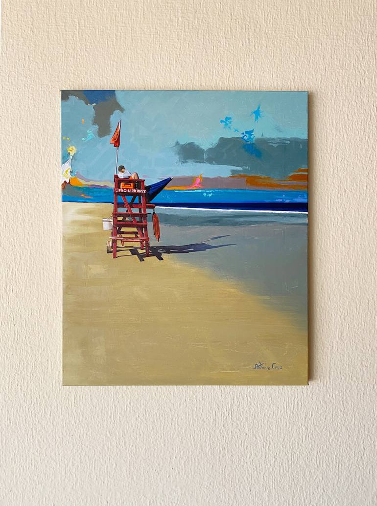 Original Figurative Beach Painting by Antonio Cruz