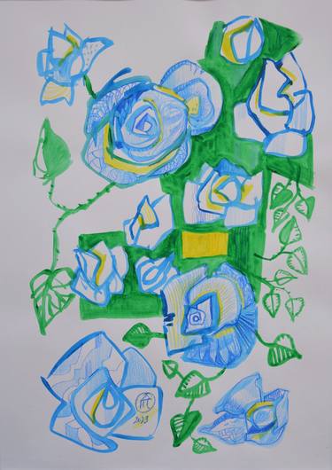 Roses in Blue and Green thumb