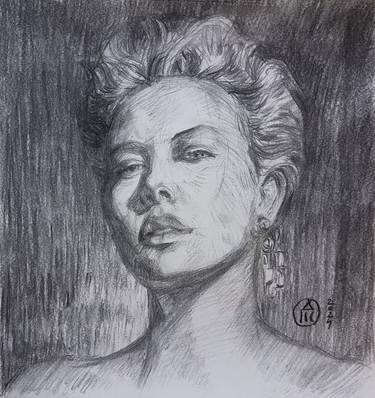 Original Black & White Women Drawing by Andreea- Mara Mancas