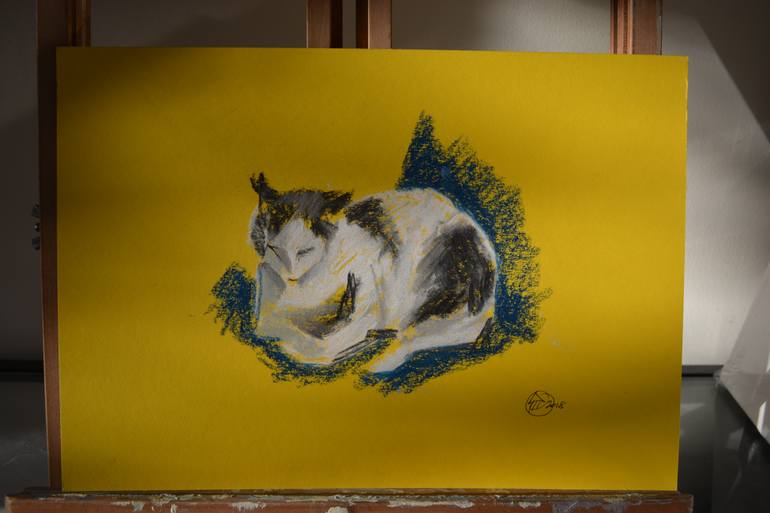 Original Figurative Cats Drawing by Andreea- Mara Mancas