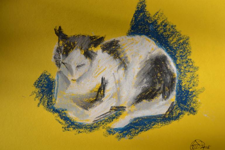 Original Figurative Cats Drawing by Andreea- Mara Mancas