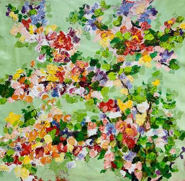 Original Abstract Expressionism Floral Paintings by Liesbeth Meulman