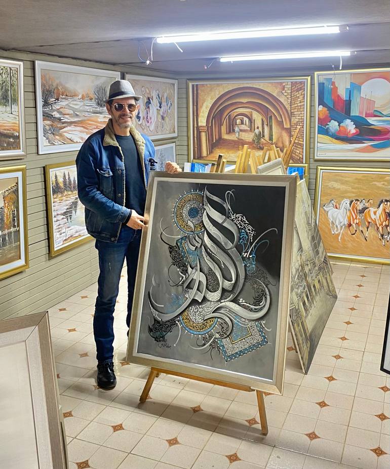 Original Art Deco Calligraphy Painting by Sami Gharbi