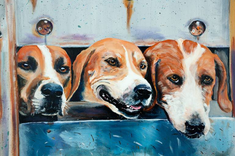 Original Impressionism Dogs Painting by Diana Rose