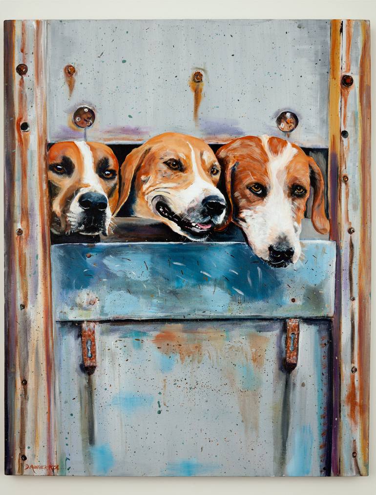 Original Impressionism Dogs Painting by Diana Rose