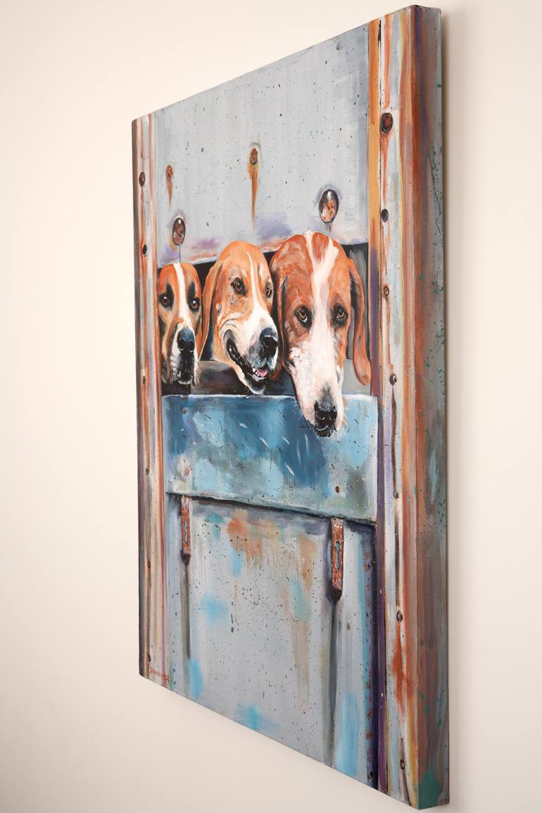 Original Impressionism Dogs Painting by Diana Rose