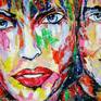 Modern art, faces painting , pallete knife, colorful, expressionist work.