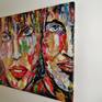 Modern art, faces painting , pallete knife, colorful, expressionist work.