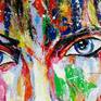 Modern art, faces painting , pallete knife, colorful, expressionist work.