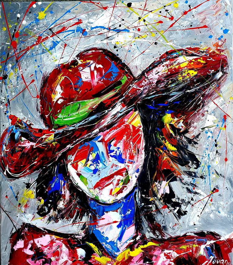 Abstract face with a hat Painting by Jovan Srijemac | Saatchi Art