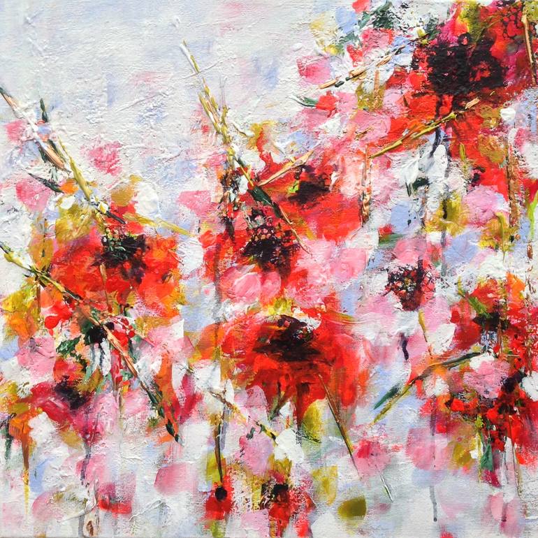 Falling Poppies Painting by Michelle Carolan | Saatchi Art