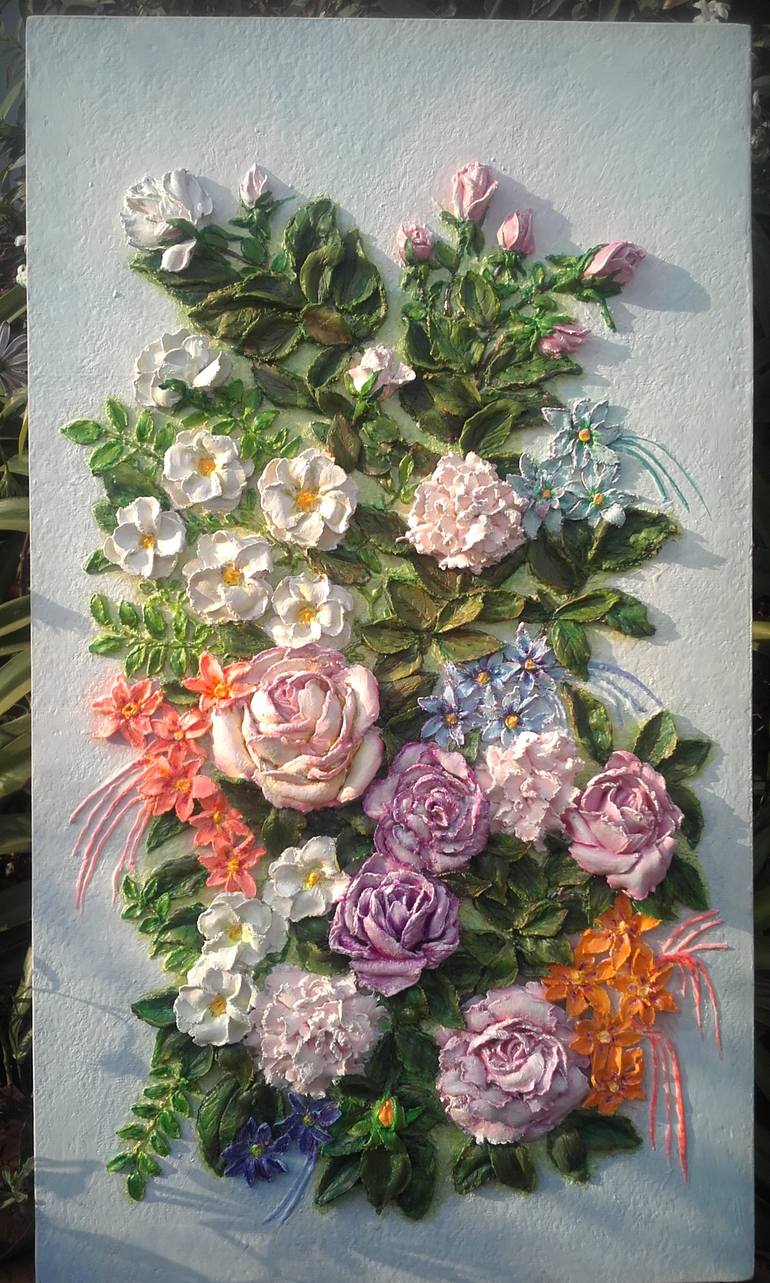 Original Modernism Floral Sculpture by Rozaria Petkov