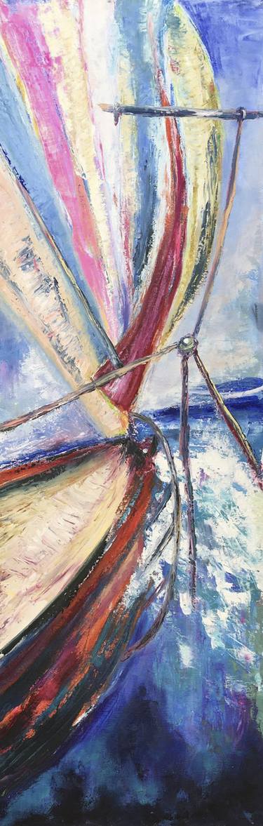 Original Abstract Sailboat Paintings by Zeliha Kayalar