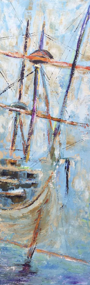Original Abstract Sailboat Paintings by Zeliha Kayalar
