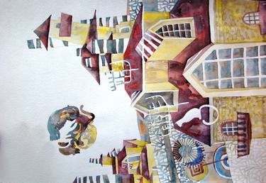 Original Abstract Expressionism Architecture Paintings by Inna Mosienko