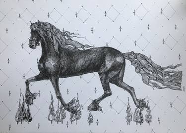 Print of Art Deco Horse Drawings by Inna Mosienko