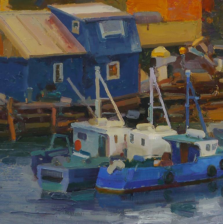 Original Impressionism Boat Painting by Victor Onyshchenko