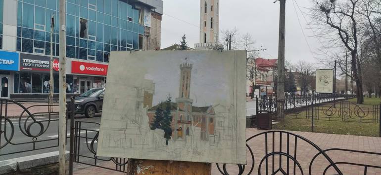 Original Expressionism Cities Painting by Victor Onyshchenko