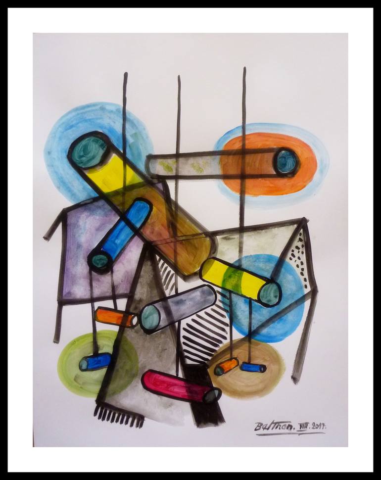 Original Art Deco Abstract Painting by Pierre-Yves Beltran