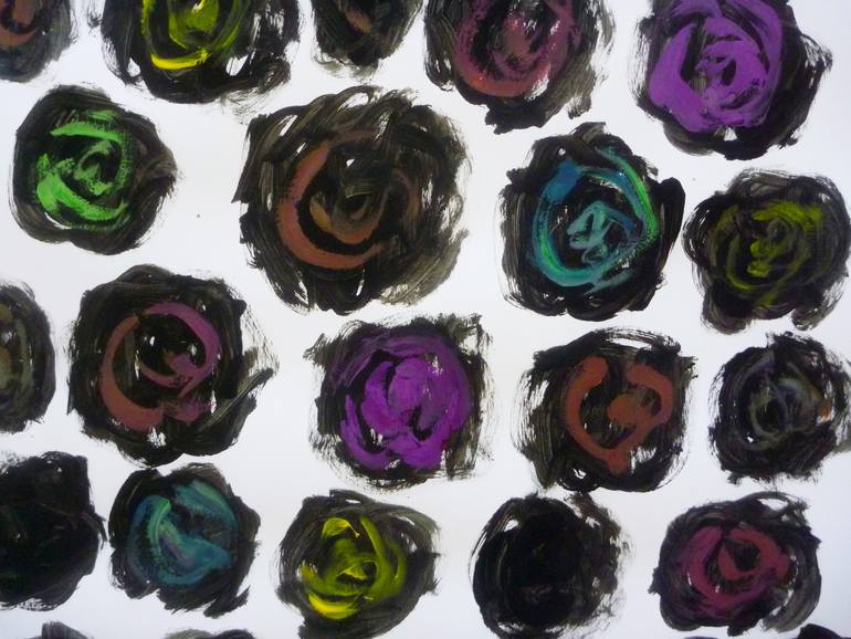 Original Art Deco Floral Painting by Pierre-Yves Beltran