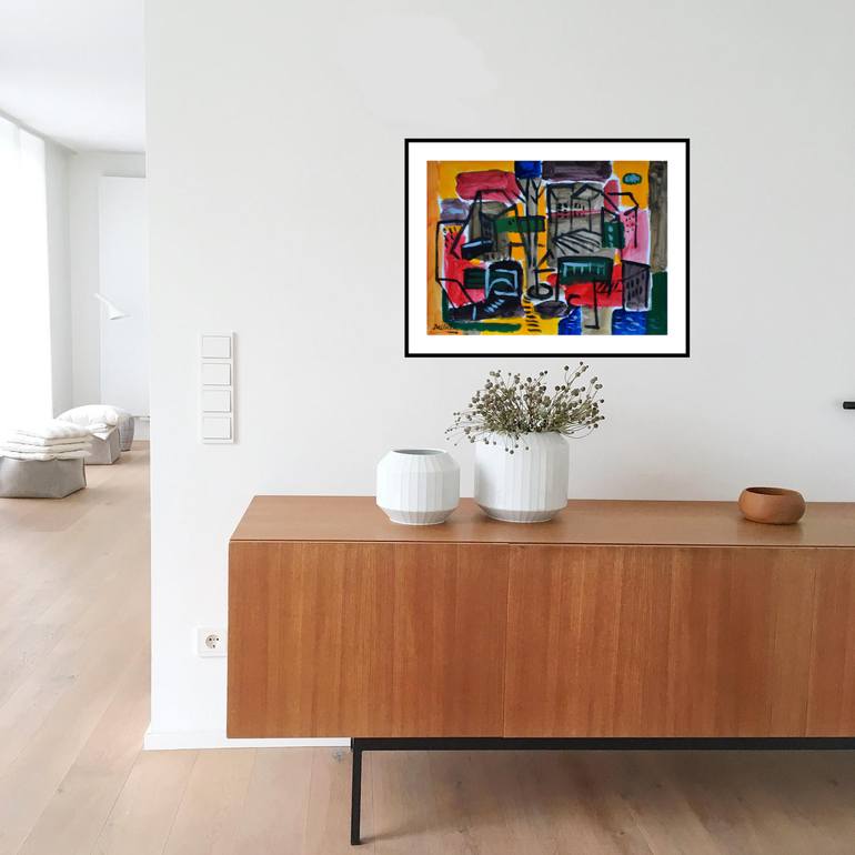 Original geometry Abstract Painting by Pierre-Yves Beltran