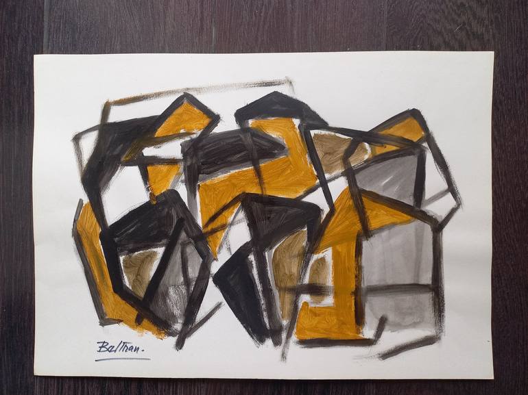 Original architectural Abstract Painting by Pierre-Yves Beltran
