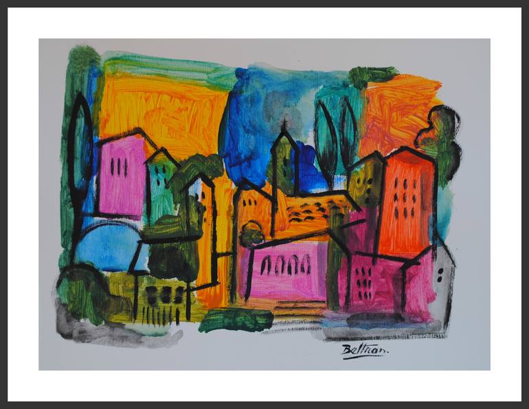 Original Cubism Landscape Painting by Pierre-Yves Beltran