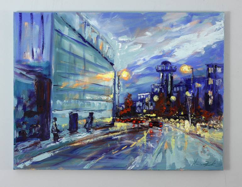 Original Expressionism Cities Painting by Margaret Raven