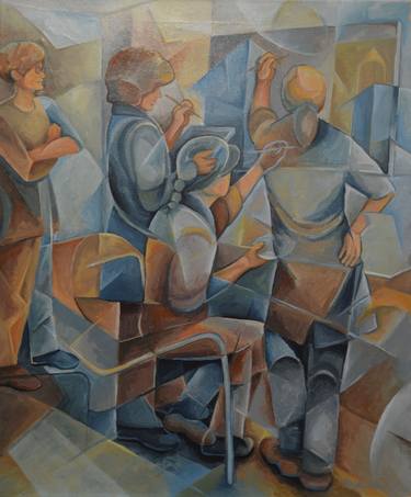 Original Cubism People Paintings by Tamara Špitaler Škorić