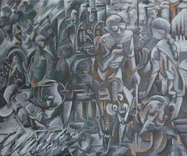 Print of Cubism People Paintings by Tamara Špitaler Škorić