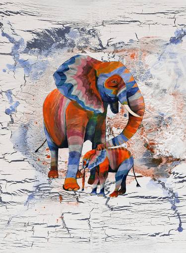 Elephant Family Red and Blue thumb