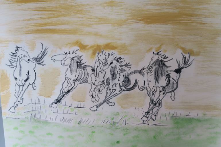 Original Folk Horse Painting by Marco Di Silvestro