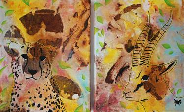 Cheetah & Gazelle (diptych) thumb