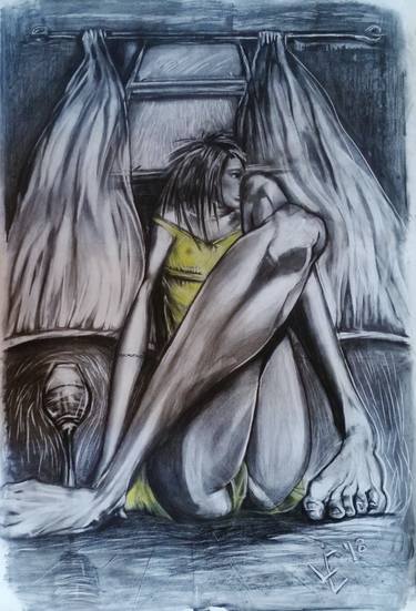 Original Figurative People Drawings by Lize Du Plessis