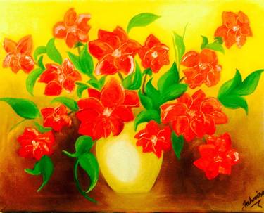 Original Floral Painting by Fahrisa Rob