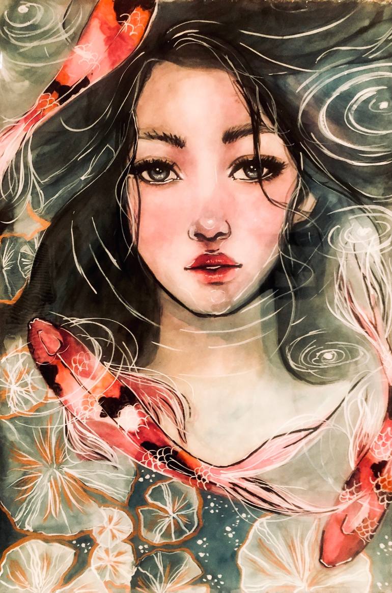 Girl in the pond Painting by Yuki Shimamura Saatchi Art