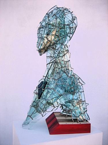 ' JUDY BLAME ' Recycled glass splinter portrait. thumb
