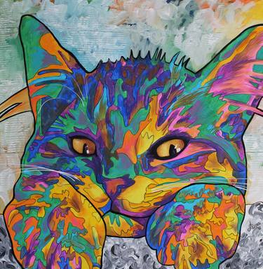 Print of Pop Art Cats Paintings by Asra Rae