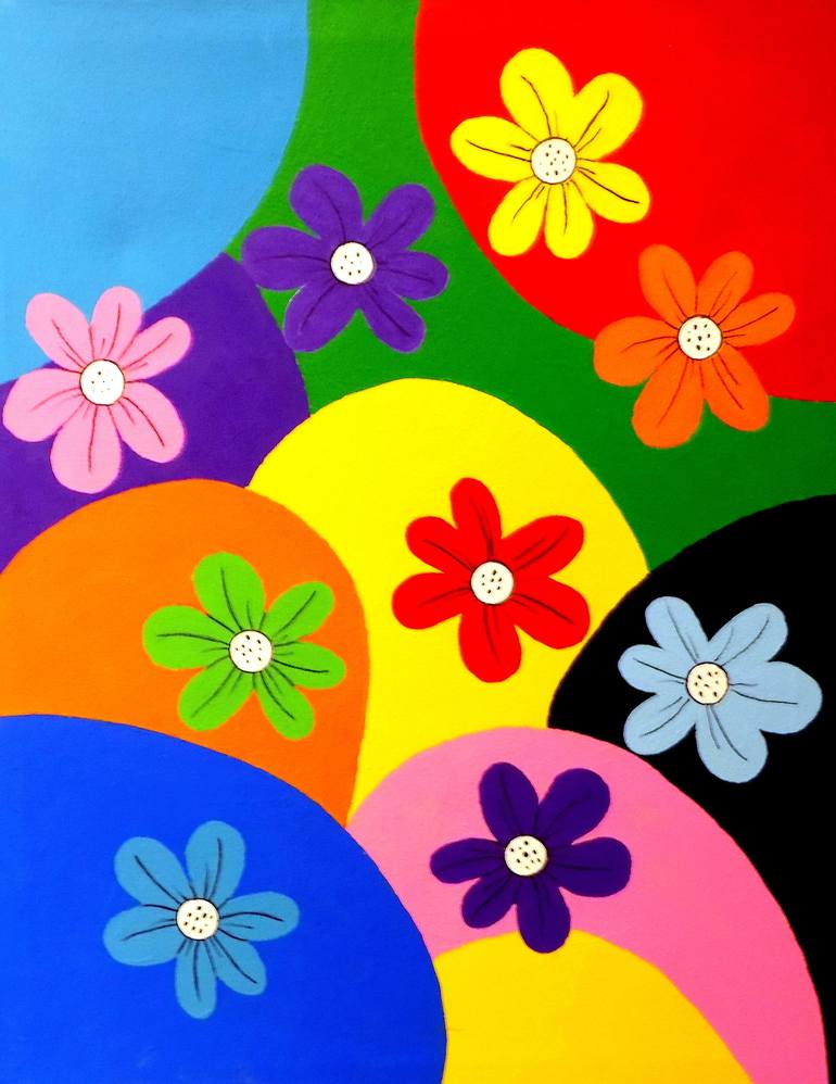 happy flowers painting