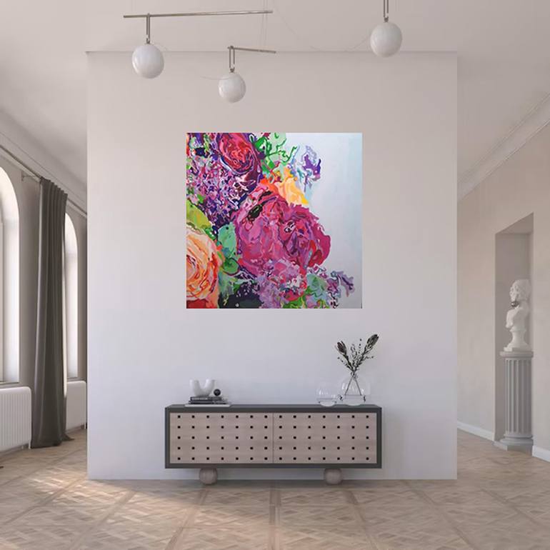 Original Abstract Floral Painting by Jennifer Gabbay