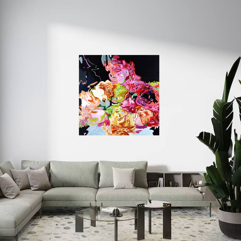 Original Abstract Floral Painting by Jennifer Gabbay