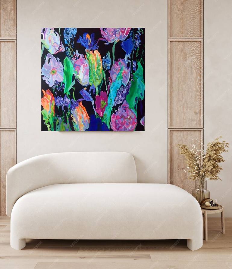 Original Abstract Floral Painting by Jennifer Gabbay