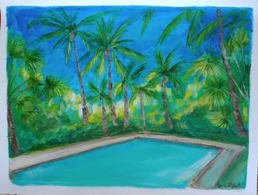 Jungle pool sketch 4. Jardin de palmiers. thumb