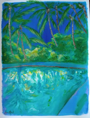 Jungle pool sketch 3. Bleu tropical. thumb