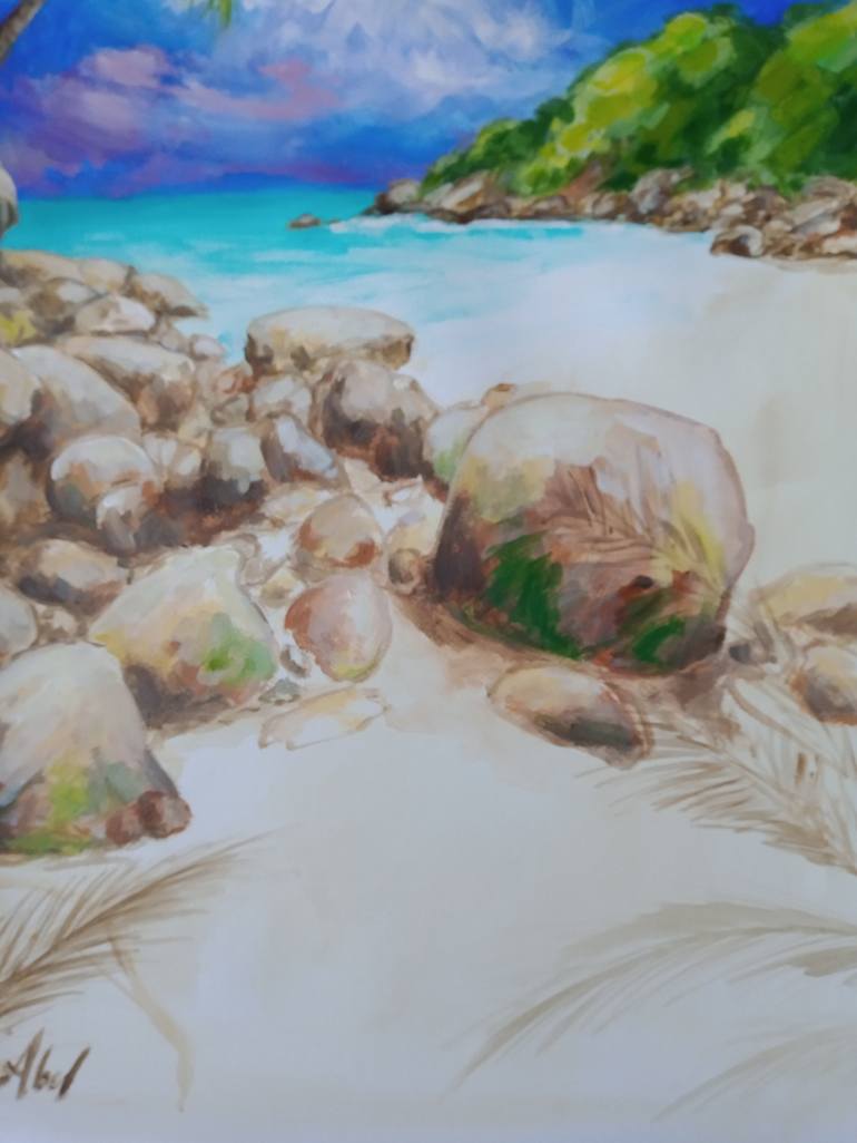 Original Figurative Beach Painting by Ann Abel Iseux