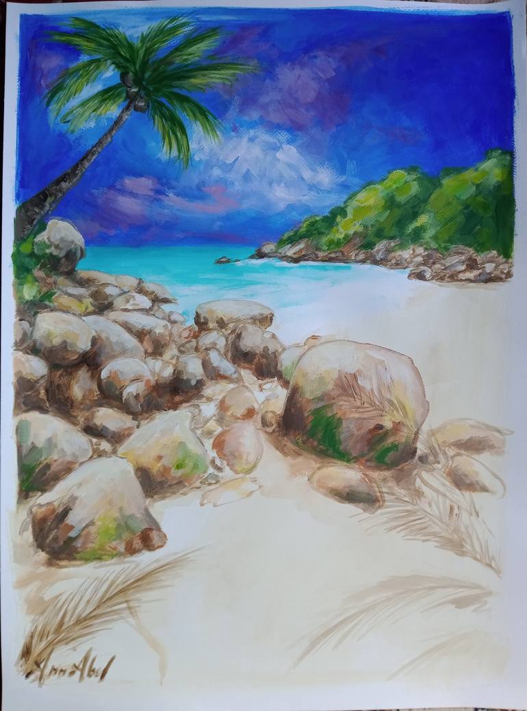 Original Beach Painting by Ann Abel Iseux