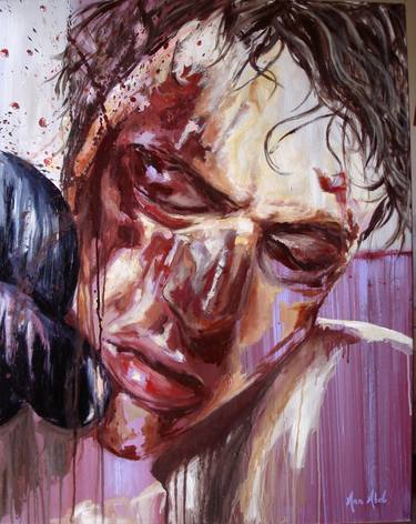'RAGING BULL'. Boxing man face. Portrait. thumb