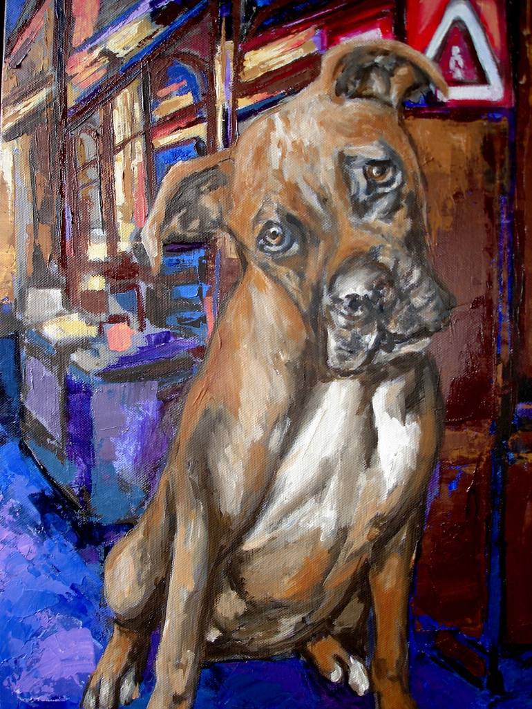 Original Figurative Dogs Painting by Ann Abel Iseux