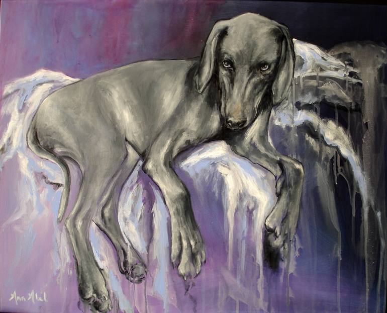 Original Portraiture Dogs Painting by Ann Abel Iseux