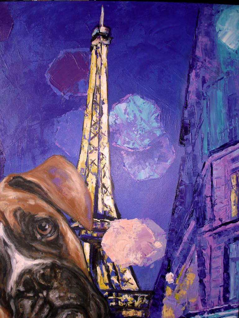 Original Expressionism Dogs Painting by Ann Abel Iseux
